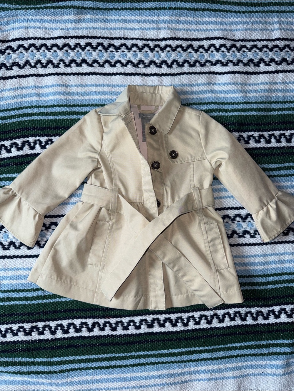 Tahari Little Girls Beige Pea Coat with Belt
